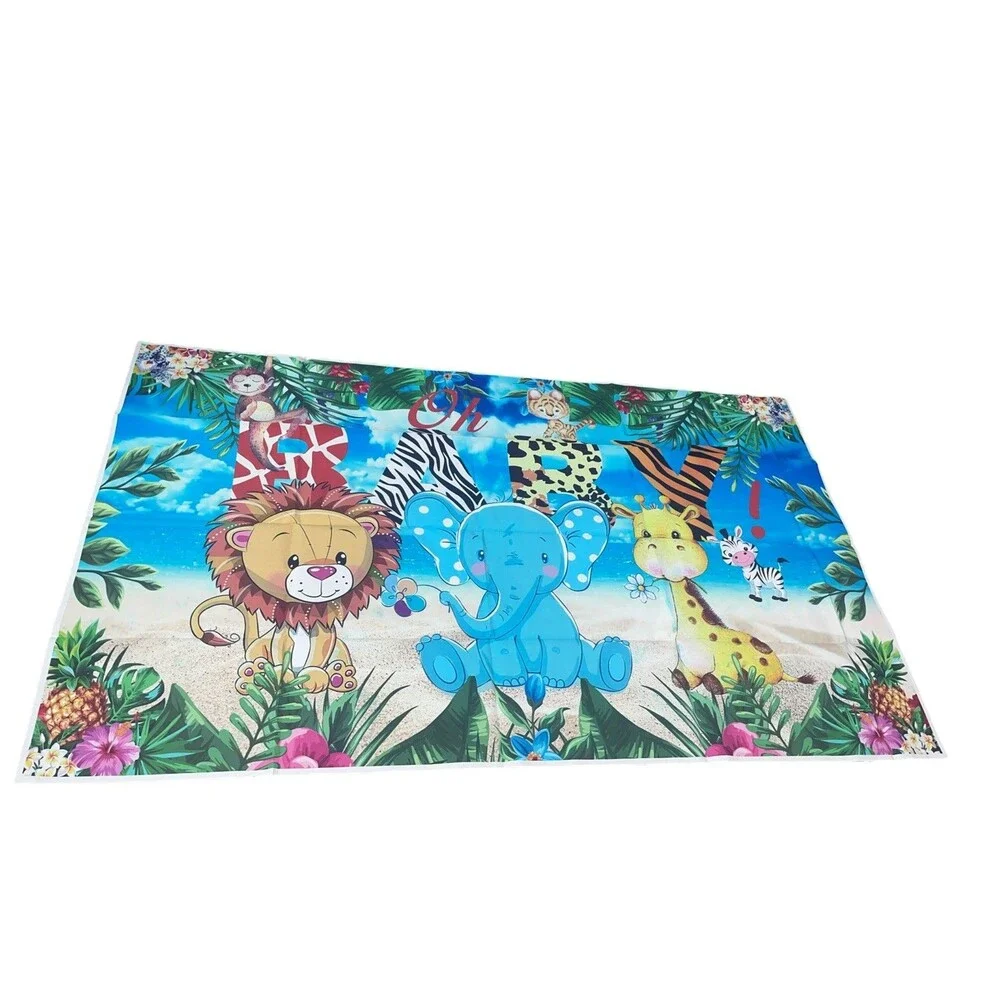 Jungle-themed Backdrop for Baby Shower Birthday Party Decorations 5x3